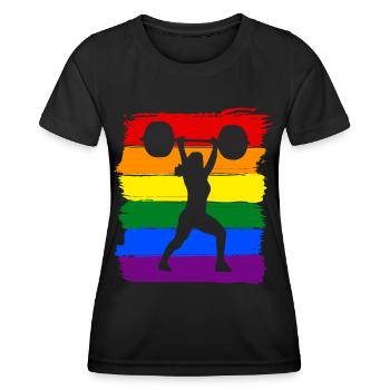 Frauen Gewichtheben LGBT - Frauen Funktions-T-Shirt - Schwarz - Vorne - AI Model Female 172 light (172cm)