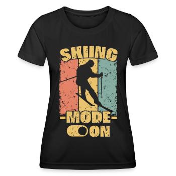 Ski rétro - T-shirt sport Femme - noir - Devant - AI Model Female 172 light (172cm)