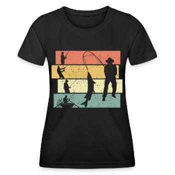 Pêche rétro - T-shirt sport Femme - noir - Devant - AI Model Female 172 light (172cm)
