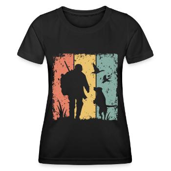 Chasse rétro - T-shirt sport Femme - noir - Devant - AI Model Female 172 light (172cm)