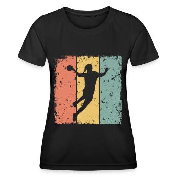 Frauenhandball retro Handball Muttertag - Frauen Funktions-T-Shirt - Schwarz - Vorne - AI Model Female 172 light (172cm)