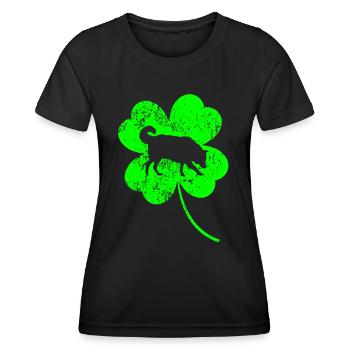 Border-collie Saint-Patrick Trèfle - T-shirt sport Femme - noir - Devant - AI Model Female 172 light (172cm)