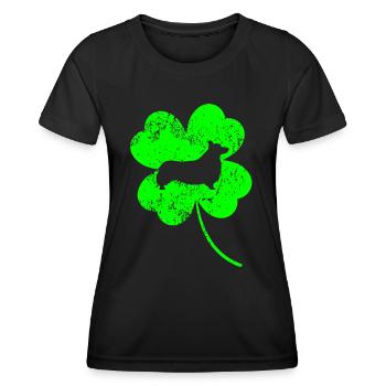 Corgi St.Patrick’s day Shamrock - T-shirt sport Femme - noir - Devant - AI Model Female 172 light (172cm)