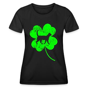 Chat St.Patrick’s day Shamrock - T-shirt sport Femme - noir - Devant - AI Model Female 172 light (172cm)