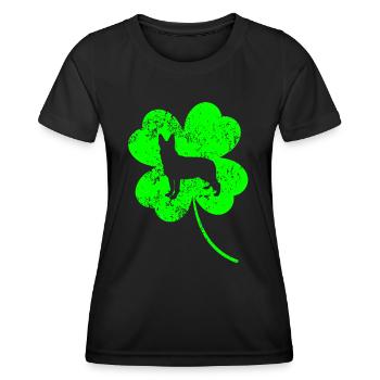 Berger allemand St.Patrick’s day Shamrock - T-shirt sport Femme - noir - Devant - AI Model Female 172 light (172cm)