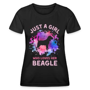 Beagle Mama Besitzer Bunt Farbspritzer - Frauen Funktions-T-Shirt - Schwarz - Vorne - AI Model Female 172 light (172cm)