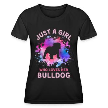 Nur ein Mädchen, das ihre Bulldogge liebt - Frauen Funktions-T-Shirt - Schwarz - Vorne - AI Model Female 172 light (172cm)