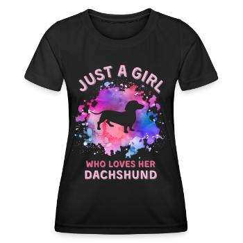 Juste une fille qui aime son teckel - T-shirt sport Femme - noir - Devant - AI Model Female 172 light (172cm)