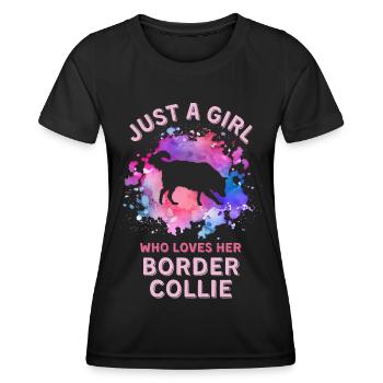 Juste une fille qui aime son Border-collie - T-shirt sport Femme - noir - Devant - AI Model Female 172 light (172cm)