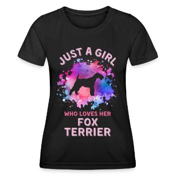 Juste une fille qui aime son Fox-terrier - T-shirt sport Femme - noir - Devant - AI Model Female 172 light (172cm)