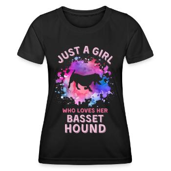 Nur ein Mädchen, das ihren Basset-Hund liebt - Frauen Funktions-T-Shirt - Schwarz - Vorne - AI Model Female 172 light (172cm)
