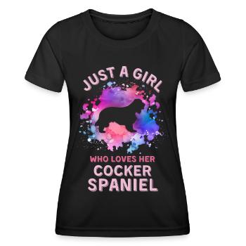 Juste une fille qui aime son Cocker-spaniel - T-shirt sport Femme - noir - Devant - AI Model Female 172 light (172cm)