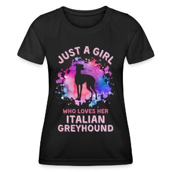 Nur ein Mädchen, das ihren Windhund liebt - Frauen Funktions-T-Shirt - Schwarz - Vorne - AI Model Female 172 light (172cm)