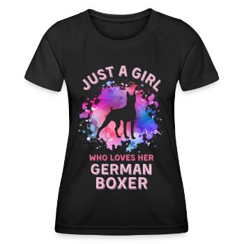 Juste une fille qui aime son boxeur allemand - T-shirt sport Femme - noir - Devant - AI Model Female 172 light (172cm)