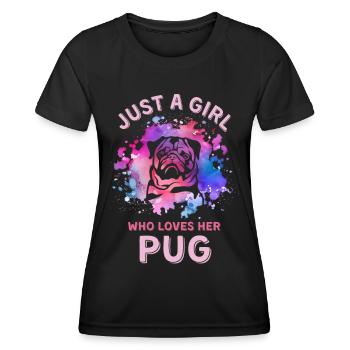 Nur ein Mädchen, das ihren Mops liebt - Frauen Funktions-T-Shirt - Schwarz - Vorne - AI Model Female 172 light (172cm)