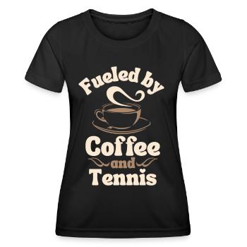 Kaffee-Tennis-Liebhaber - Frauen Funktions-T-Shirt - Schwarz - Vorne - AI Model Female 172 light (172cm)