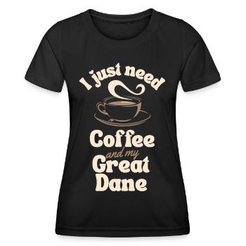 Café Amoureux des grand-danois - T-shirt sport Femme - noir - Devant - AI Model Female 172 light (172cm)