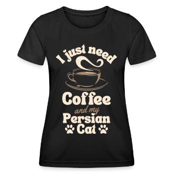 Coffee Persian-cat lover - Women's Functional T-Shirt - black - Front - AI Model Female 172 light (172cm)