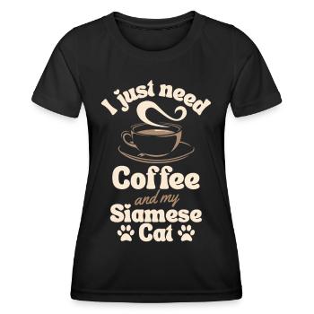 Kaffee-Siamkatzenliebhaber - Frauen Funktions-T-Shirt - Schwarz - Vorne - AI Model Female 172 light (172cm)