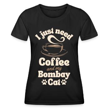 Amateur de café Bombay-chat - T-shirt sport Femme - noir - Devant - AI Model Female 172 light (172cm)