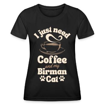 Amateur de café Birman-chat - T-shirt sport Femme - noir - Devant - AI Model Female 172 light (172cm)