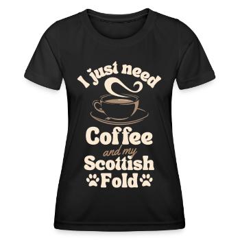 Kaffee Scottish-fold Liebhaber - Frauen Funktions-T-Shirt - Schwarz - Vorne - AI Model Female 172 light (172cm)