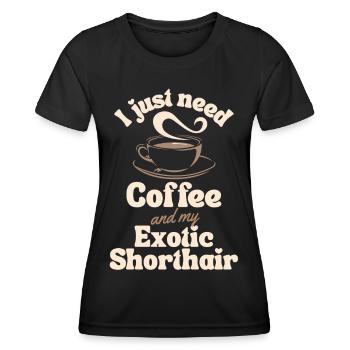 Café Exotic-shorthair lover - T-shirt sport Femme - noir - Devant - AI Model Female 172 light (172cm)
