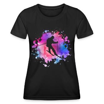 Frauen Ski Mädchen - Frauen Funktions-T-Shirt - Schwarz - Vorne - AI Model Female 172 light (172cm)