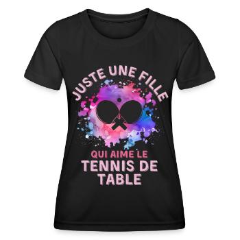 Tischtennis Damen Mädchen - Frauen Funktions-T-Shirt - Schwarz - Vorne - AI Model Female 172 light (172cm)