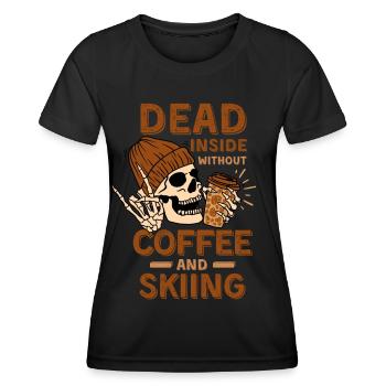 Kaffee Skifahren Skelett - Frauen Funktions-T-Shirt - Schwarz - Vorne - AI Model Female 172 light (172cm)