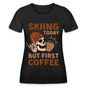 Kaffee Skifahren Skelett - Frauen Funktions-T-Shirt - Schwarz - Vorne - AI Model Female 172 light (172cm)