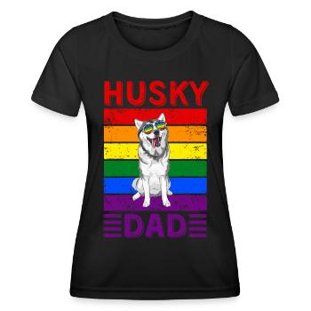 Husky Papa LGBTQ - Frauen Funktions-T-Shirt - Schwarz - Vorne - AI Model Female 172 light (172cm)