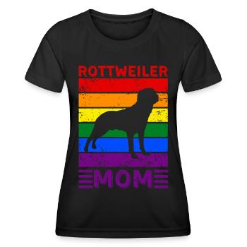 Rottweiler Mama LGBTQ Regenbogenflagge - Frauen Funktions-T-Shirt - Schwarz - Vorne - AI Model Female 172 light (172cm)