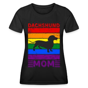 Dachshund Mom LGBTQ Rainbow Flag - Women's Functional T-Shirt - black - Front - AI Model Female 172 light (172cm)