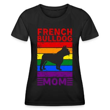 French-bulldog Mom LGBTQ Rainbow Flag - Women's Functional T-Shirt - black - Front - AI Model Female 172 light (172cm)