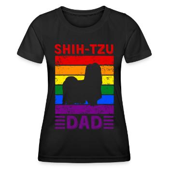 Shih-tzu Dad LGBTQ Regenbogenflagge - Frauen Funktions-T-Shirt - Schwarz - Vorne - AI Model Female 172 light (172cm)