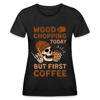 Café Squelette de coupe de bois - T-shirt sport Femme - noir - Devant - AI Model Female 172 light (172cm)