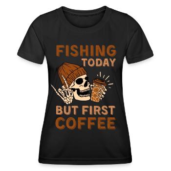 Coffee Fishing skeleton - Women's Functional T-Shirt - black - Front - AI Model Female 172 light (172cm)
