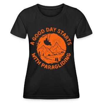 Paragliding - Women's Functional T-Shirt - black - Front - AI Model Female 172 light (172cm)