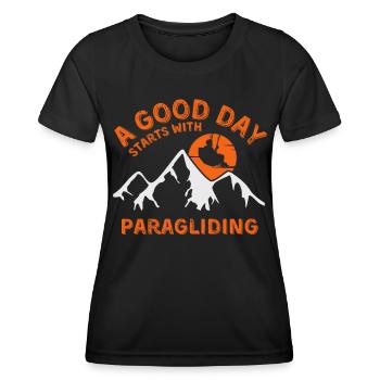 Paragliding - Women's Functional T-Shirt - black - Front - AI Model Female 172 light (172cm)