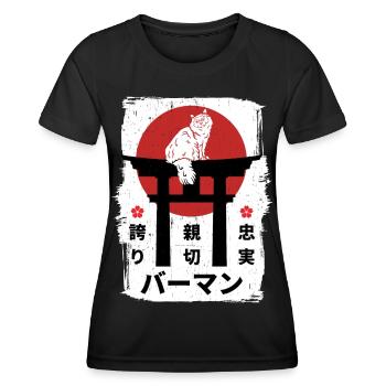 Chat birman Japon kanji - T-shirt sport Femme - noir - Devant - AI Model Female 172 light (172cm)