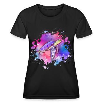 Tortue de mer-jour de la terre jour de l’océan - T-shirt sport Femme - noir - Devant - AI Model Female 172 light (172cm)