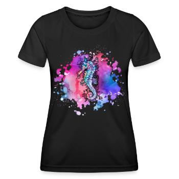 Seepferdchen-Tag des Ozeans - Frauen Funktions-T-Shirt - Schwarz - Vorne - AI Model Female 172 light (172cm)
