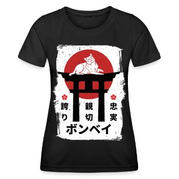 Bombay cat Japon kanji - T-shirt sport Femme - noir - Devant - AI Model Female 172 light (172cm)
