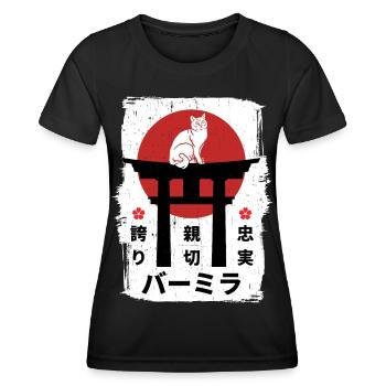Burmilla cat Japon kanji - T-shirt sport Femme - noir - Devant - AI Model Female 172 light (172cm)