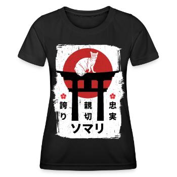 Chat somalien Japon kanji - T-shirt sport Femme - noir - Devant - AI Model Female 172 light (172cm)