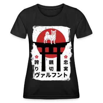 Chien suédois-vallhund Japon kanji - T-shirt sport Femme - noir - Devant - AI Model Female 172 light (172cm)