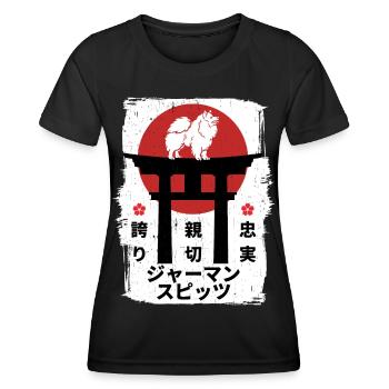 Deutsch-Spitzhund Japan Kanji - Frauen Funktions-T-Shirt - Schwarz - Vorne - AI Model Female 172 light (172cm)