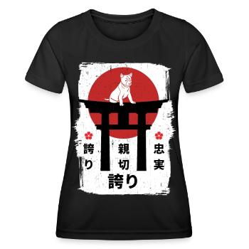 Basenji Hund Japan Kanji - Frauen Funktions-T-Shirt - Schwarz - Vorne - AI Model Female 172 light (172cm)