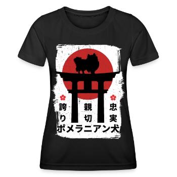Pommerscher Hund Japan Kanji - Frauen Funktions-T-Shirt - Schwarz - Vorne - AI Model Female 172 light (172cm)
